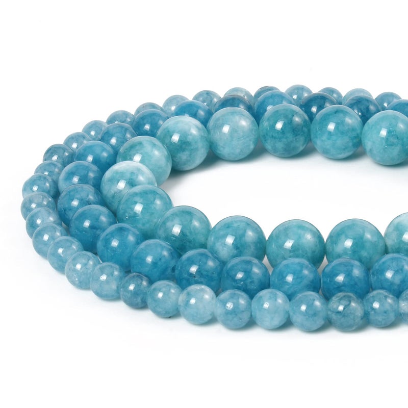 Xilitata 45pcs 8mm Natural Stone Beads Blue Chalcedony Beads Crystal Gemstone for Jewelry Making  DIY Bracelet Necklace - Image 5